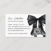 QR Black Coquette Bow Elegant Evenementen Ontwerp Visitekaartje (Achterkant)