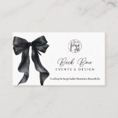 QR Black Coquette Bow Elegant Evenementen Ontwerp Visitekaartje (Voorkant)