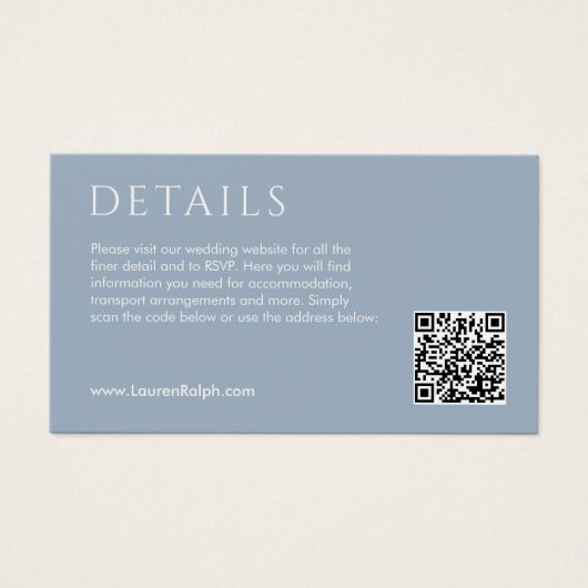 QR Blauw en Wit Gift Registry Enclosure Kaart (Voorkant)