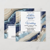 *~* QR BLAUW IVOOR ZILVEREN Agaat RSVP AR66 Bruilo Kaart (Voorkant / Achterkant)