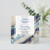 *~* QR BLAUW IVOOR ZILVEREN Agaat RSVP AR66 Bruilo Kaart (Staand voorkant)