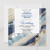 *~* QR BLAUW IVOOR ZILVEREN Agaat RSVP AR66 Bruilo Kaart (Voorkant)