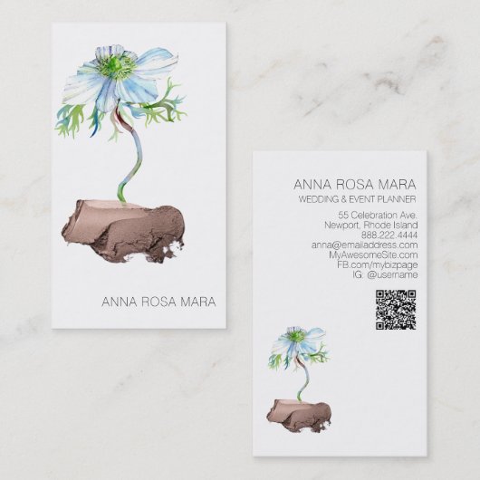 *~* QR Bloedbloem White Anemone Roos Gold Visitekaartje (Voorkant / Achterkant)