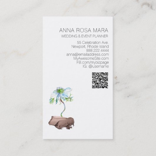 *~* QR Bloedbloem White Anemone Roos Gold Visitekaartje (Achterkant)