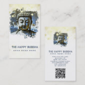 *~* QR Blue Artsy Buddha AP33 QR Logo Visitekaartje (Voorkant / Achterkant)