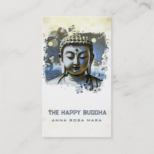 *~* QR Blue Artsy Buddha AP33 QR Logo Visitekaartje (Voorkant)