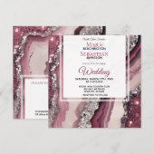 *~* QR BORDEAUX ROZE Agaat RSVP AR66 Bruiloft Kaart (Voorkant / Achterkant)