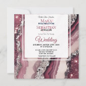 *~* QR BORDEAUX ROZE Agaat RSVP AR66 Bruiloft Kaart (Voorkant)