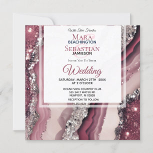 *~* QR BORDEAUX ROZE Agaat RSVP AR66 Bruiloft Kaart