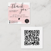Qr borstelslag waterverf roze orde dank u vierkante visitekaartje (Voorkant / Achterkant)