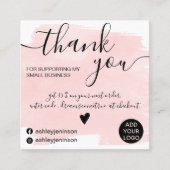 Qr borstelslag waterverf roze orde dank u vierkante visitekaartje (Voorkant)