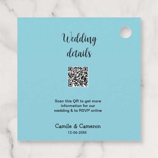 QR BRUILOFT WEBSITE voeg fotonaam datum zwart wit Bedankjes Labels (Achterkant)