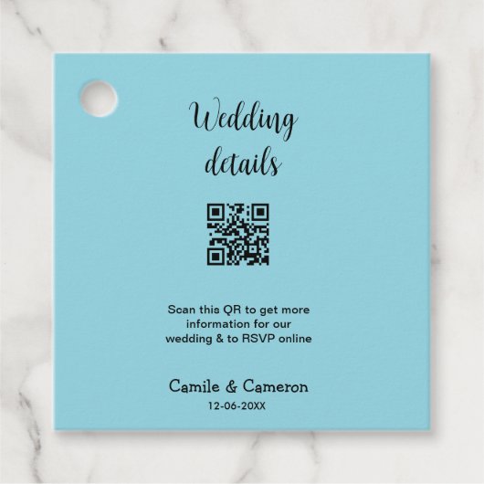 QR BRUILOFT WEBSITE voeg fotonaam datum zwart wit Bedankjes Labels (Voorkant)