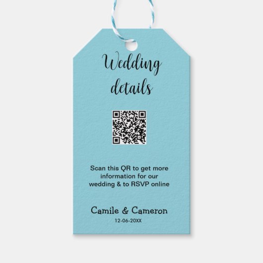 QR BRUILOFT WEBSITE voeg fotonaam datum zwart wit Cadeaulabel (Voorkant)