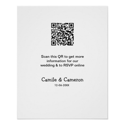 QR BRUILOFT WEBSITE voeg fotonaam datum zwart wit Perfect Poster (Voorkant)