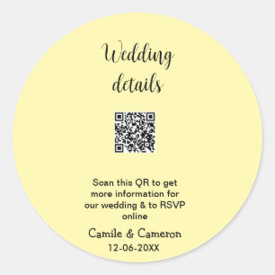 QR BRUILOFT WEBSITE voeg fotonaam datum zwart wit Ronde Sticker