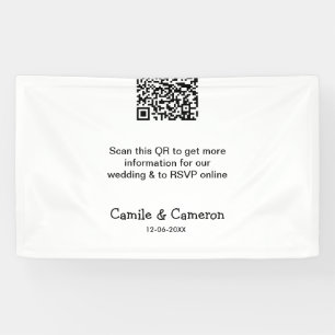 QR BRUILOFT WEBSITE voeg fotonaam datum zwart wit Spandoek