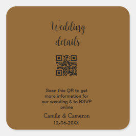 QR BRUILOFT WEBSITE voeg fotonaam datum zwart wit Vierkante Sticker