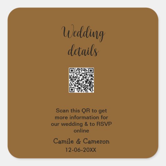 QR BRUILOFT WEBSITE voeg fotonaam datum zwart wit Vierkante Sticker (Voorkant)