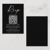 QR Calligraphy Ink Script Black RSVP Informatiekaartje (Voorkant / Achterkant)