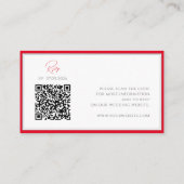QR Cherry Red Eenvoudig Elegant Monogram RSVP Brui Informatiekaartje (Achterkant)