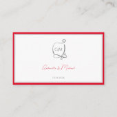 QR Cherry Red Eenvoudig Elegant Monogram RSVP Brui Informatiekaartje (Voorkant)