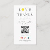 QR Chic Yellow Button Love & Thanks Photo Support Visitekaartje (Voorkant)