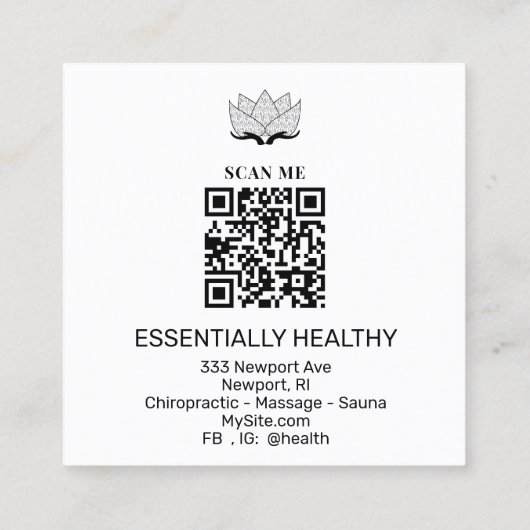 *~* QR Chiropractor Chiropractie Terug Gezondheid  Vierkante Visitekaartje (Achterkant)