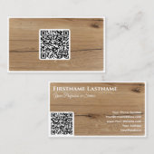QR-code 100% natuurlijke organische houten stijl o Visitekaartje (Voorkant / Achterkant)