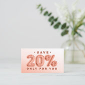 QR-CODE 20%OFF DICOUNT PROMOTIONAL INSERT BLUSH VISITEKAARTJE (Staand voorkant)
