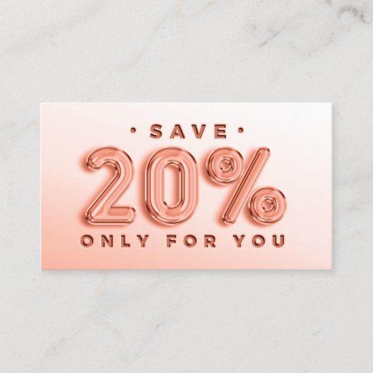 QR-CODE 20%OFF DICOUNT PROMOTIONAL INSERT BLUSH VISITEKAARTJE (Voorkant)