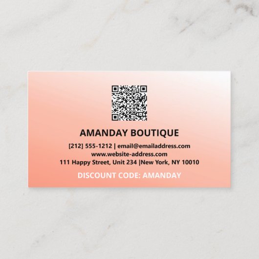 QR-CODE 20%OFF DICOUNT PROMOTIONAL INSERT ROOS VISITEKAARTJE (Achterkant)