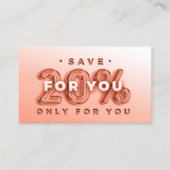 QR-CODE 20%OFF DICOUNT PROMOTIONAL INSERT ROOS VISITEKAARTJE (Voorkant)