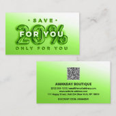 QR CODE 20%OFF KORTING PROMOTIONELE LOYALITEIT VISITEKAARTJE (Voorkant / Achterkant)