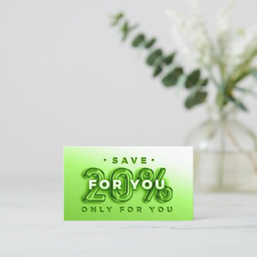 QR CODE 20%OFF KORTING PROMOTIONELE LOYALITEIT VISITEKAARTJE (Staand voorkant)