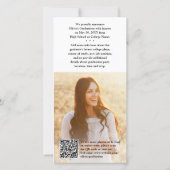 QR Code & 2 Foto's Modern Zwart Script Afstuderen Aankondiging (Achterkant)