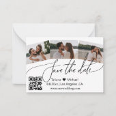 qr code 3 foto ' s collage opslaan moderne datum notitiekaartje (Voorkant)