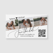 qr-code 3 fotocollage save the date chic magneet (Voorkant)