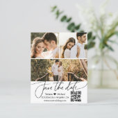 qr code 3 foto's collage sparen de datumuitnodigin (Staand voorkant)