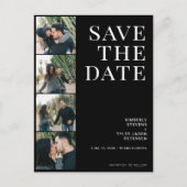 QR CODE 4 foto's typografie zwarte bruiloft Aankondigingskaart (Voorkant)