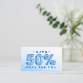 QR-CODE 50%OFF KORTING PROMOTIONELE INVOER VISITEKAARTJE (Staand voorkant)