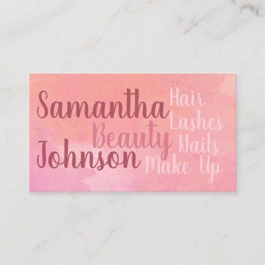 QR-code Aangepast moderne roze schoonheid Visitekaartje (Voorkant)