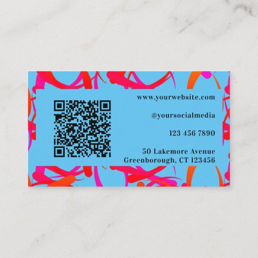 QR-code Aangepast uniek kleurig Abstract Visitekaartje (Achterkant)