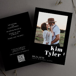 QR CODE aangepaste foto moderne typografie bruilof Save The Date
