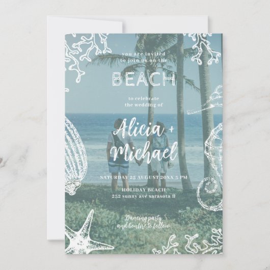 QR CODE aangepaste fotocollage zomer bruiloft Kaart (Voorkant)