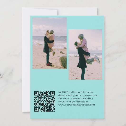 QR CODE aangepaste fotocollage zomer bruiloft Kaart (Achterkant)