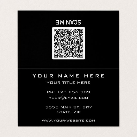 QR-code Aangepaste kleuren en lettertype-Visitekaa Visitekaartje (Buitenkant ongevouwen)