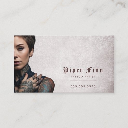 QR Code Aangepaste Paarse Demask  Tattoo Artist Visitekaartje (Voorkant)