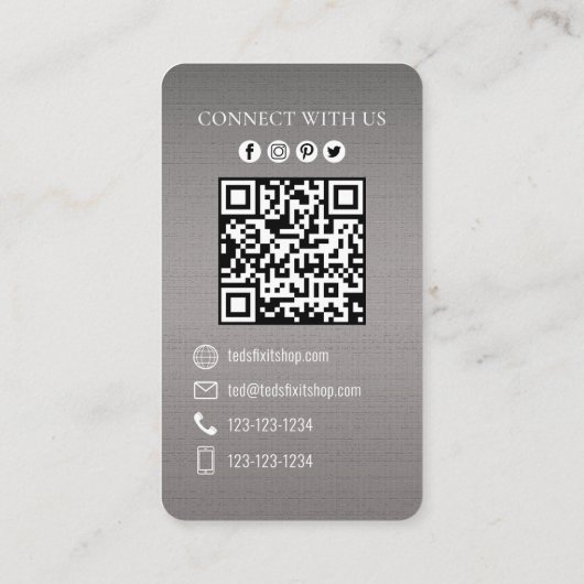 QR Code Aangepaste Social Media Mechanische Hulpmi Visitekaartje (Achterkant)