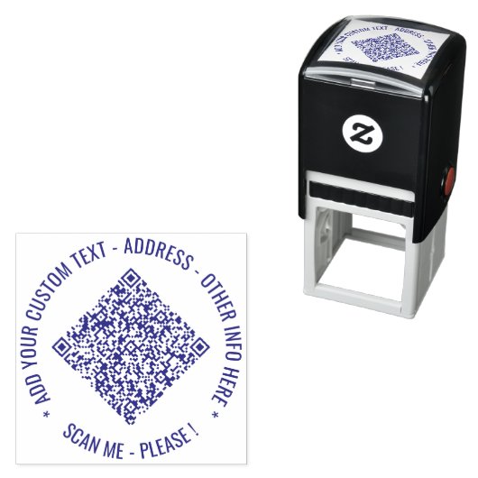 QR-code aangepaste tekst adres ronde stempel voorb (In situ)